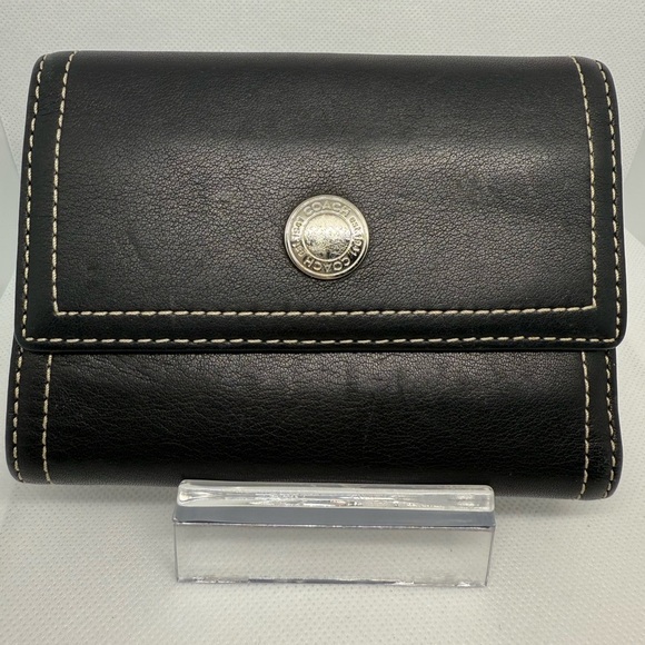 Coach Black Leather Wallet with Silver Button - Picture 1 of 8